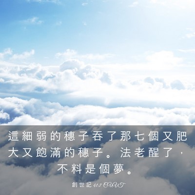 Picture 03 - 創 世 記 41:7 CUVT - 這 細 弱 的 穗 子 吞 了 那 七 個 又 - Bible Verse Picture