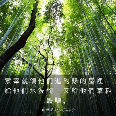 Picture 03 - 創 世 記 43:24 CUVT - 家 宰 就 領 他 們 進 約 瑟 的 屋 裡 - Bible Verse Picture