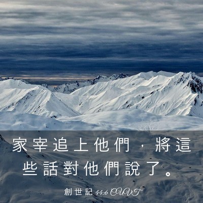 Picture 03 - 創 世 記 44:6 CUVT - 家 宰 追 上 他 們 ， 將 這 些 話 對 - Bible Verse Picture