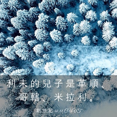 Picture 03 - 創 世 記 46:11 CUVT - 利 未 的 兒 子 是 革 順 、 哥 轄 、 - Bible Verse Picture