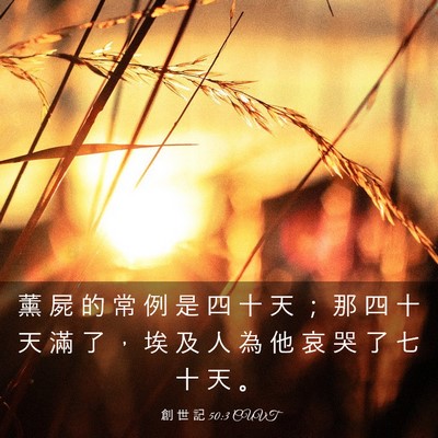 Picture 03 - 創 世 記 50:3 CUVT - 薰 屍 的 常 例 是 四 十 天 ； 那 四 - Bible Verse Picture