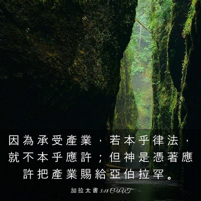 Picture 03 - 加 拉 太 書 3:18 CUVT - 因 為 承 受 產 業 ， 若 本 乎 律 法 - Bible Verse Picture