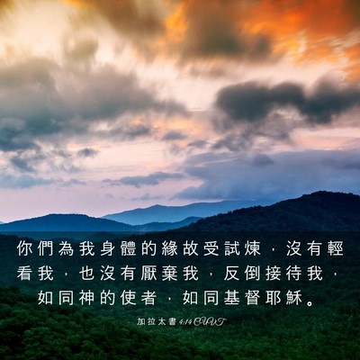 Picture 03 - 加 拉 太 書 4:14 CUVT - 你 們 為 我 身 體 的 緣 故 受 試 煉 - Bible Verse Picture