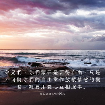 Picture 03 - 加 拉 太 書 5:13 CUVT - 弟 兄 們 ， 你 們 蒙 召 是 要 得 自 - Bible Verse Picture