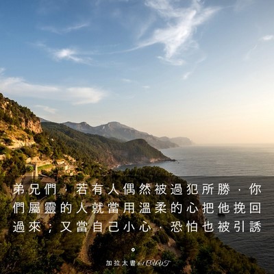 Picture 03 - 加 拉 太 書 6:1 CUVT - 弟 兄 們 ， 若 有 人 偶 然 被 過 犯 - Bible Verse Picture