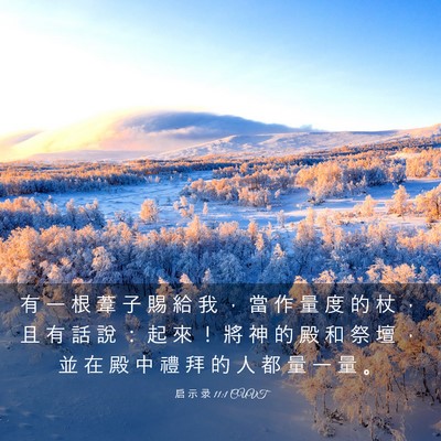 Picture 03 - 启 示 录 11:1 CUVT - 有 一 根 葦 子 賜 給 我 ， 當 作 量 - Bible Verse Picture