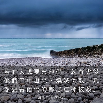 Picture 03 - 启 示 录 11:5 CUVT - 若 有 人 想 要 害 他 們 ， 就 有 火 - Bible Verse Picture