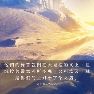 Picture 03 - 启 示 录 11:8 CUVT - 他 們 的 屍 首 就 倒 在 大 城 裡 的 - Bible Verse Picture