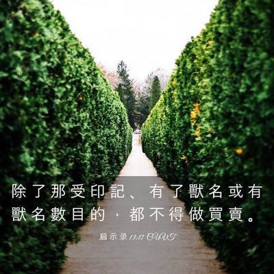 Picture 03 - 启 示 录 13:17 CUVT - 除 了 那 受 印 記 、 有 了 獸 名 或 - Bible Verse Picture