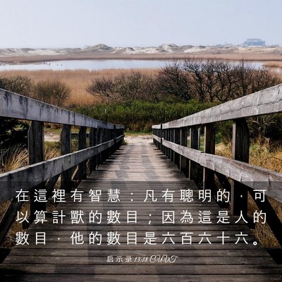 Picture 03 - 启 示 录 13:18 CUVT - 在 這 裡 有 智 慧 ： 凡 有 聰 明 的 - Bible Verse Picture