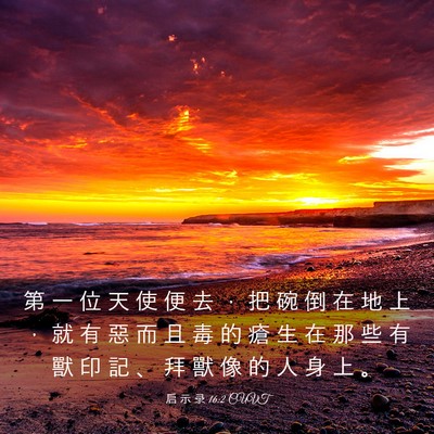 Picture 03 - 启 示 录 16:2 CUVT - 第 一 位 天 使 便 去 ， 把 碗 倒 在 - Bible Verse Picture