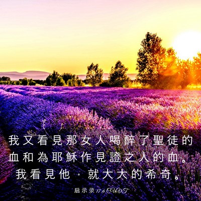Picture 03 - 启 示 录 17:6 CUVT - 我 又 看 見 那 女 人 喝 醉 了 聖 徒 - Bible Verse Picture