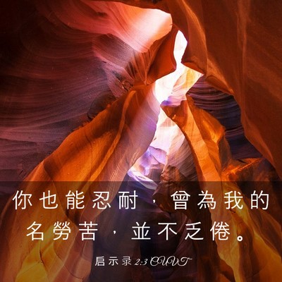 Picture 03 - 启 示 录 2:3 CUVT - 你 也 能 忍 耐 ， 曾 為 我 的 名 勞 - Bible Verse Picture