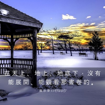 Picture 03 - 启 示 录 5:3 CUVT - 在 天 上 、 地 上 、 地 底 下 ， 沒 - Bible Verse Picture