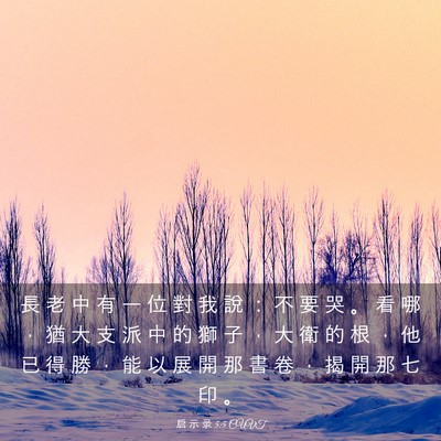 Picture 03 - 启 示 录 5:5 CUVT - 長 老 中 有 一 位 對 我 說 ： 不 要 - Bible Verse Picture