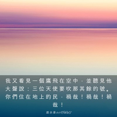 Picture 03 - 启 示 录 8:13 CUVT - 我 又 看 見 一 個 鷹 飛 在 空 中 ， - Bible Verse Picture