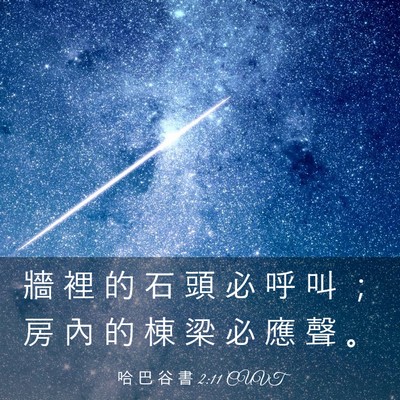 Picture 03 - 哈 巴 谷 書 2:11 CUVT - 牆 裡 的 石 頭 必 呼 叫 ； 房 內 的 - Bible Verse Picture