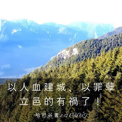 Picture 03 - 哈 巴 谷 書 2:12 CUVT - 以 人 血 建 城 、 以 罪 孽 立 邑 的 - Bible Verse Picture