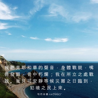 Picture 03 - 哈 巴 谷 書 3:16 CUVT - 我 聽 見 耶 和 華 的 聲 音 ， 身 體 - Bible Verse Picture