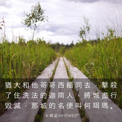 Picture 03 - 士 師 記 1:17 CUVT - 猶 大 和 他 哥 哥 西 緬 同 去 ， 擊 - Bible Verse Picture