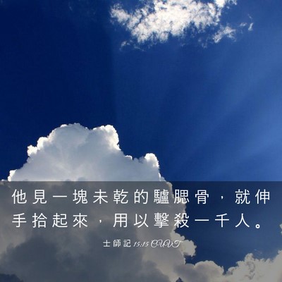 Picture 03 - 士 師 記 15:15 CUVT - 他 見 一 塊 未 乾 的 驢 腮 骨 ， 就 - Bible Verse Picture