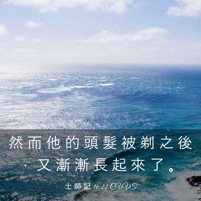 Picture 03 - 士 師 記 16:22 CUVT - 然 而 他 的 頭 髮 被 剃 之 後 ， 又 - Bible Verse Picture