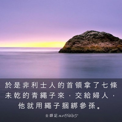 Picture 03 - 士 師 記 16:8 CUVT - 於 是 非 利 士 人 的 首 領 拿 了 七 - Bible Verse Picture