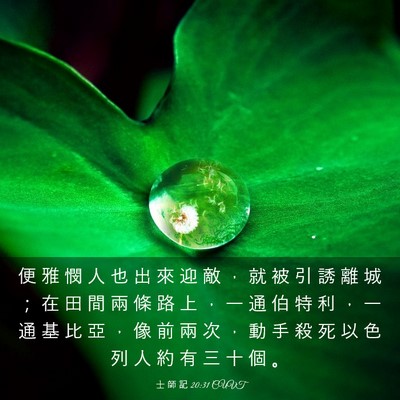 Picture 03 - 士 師 記 20:31 CUVT - 便 雅 憫 人 也 出 來 迎 敵 ， 就 被 - Bible Verse Picture