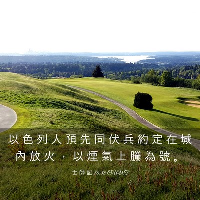 Picture 03 - 士 師 記 20:38 CUVT - 以 色 列 人 預 先 同 伏 兵 約 定 在 - Bible Verse Picture