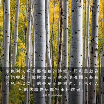 Picture 03 - 士 師 記 3:15 CUVT - 以 色 列 人 呼 求 耶 和 華 的 時 候 - Bible Verse Picture