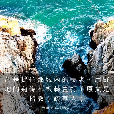 Picture 03 - 士 師 記 8:16 CUVT - 於 是 捉 住 那 城 內 的 長 老 ， 用 - Bible Verse Picture