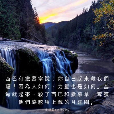 Picture 03 - 士 師 記 8:21 CUVT - 西 巴 和 撒 慕 拿 說 ： 你 自 己 起 - Bible Verse Picture