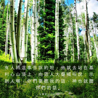 Picture 03 - 士 師 記 9:7 CUVT - 有 人 將 這 事 告 訴 約 坦 ， 他 就 - Bible Verse Picture
