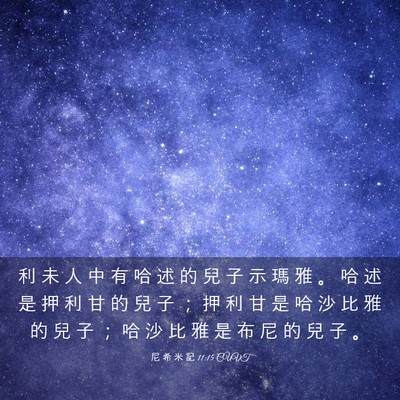 Picture 03 - 尼 希 米 記 11:15 CUVT - 利 未 人 中 有 哈 述 的 兒 子 示 瑪 - Bible Verse Picture