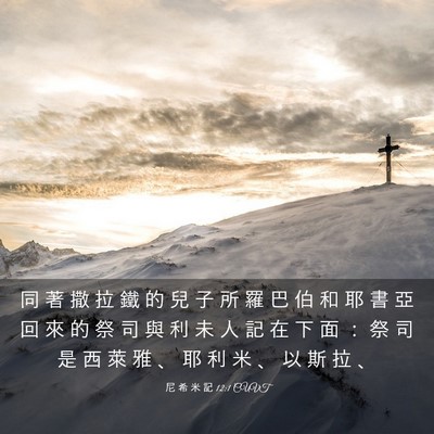Picture 03 - 尼 希 米 記 12:1 CUVT - 同 著 撒 拉 鐵 的 兒 子 所 羅 巴 伯 - Bible Verse Picture