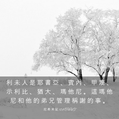 Picture 03 - 尼 希 米 記 12:8 CUVT - 利 未 人 是 耶 書 亞 、 賓 內 、 甲 - Bible Verse Picture