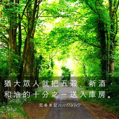 Picture 03 - 尼 希 米 記 13:12 CUVT - 猶 大 眾 人 就 把 五 穀 、 新 酒 ， - Bible Verse Picture