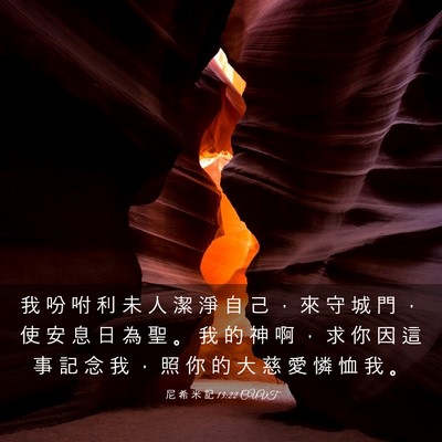 Picture 03 - 尼 希 米 記 13:22 CUVT - 我 吩 咐 利 未 人 潔 淨 自 己 ， 來 - Bible Verse Picture