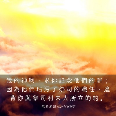 Picture 03 - 尼 希 米 記 13:29 CUVT - 我 的 神 啊 ， 求 你 記 念 他 們 的 - Bible Verse Picture