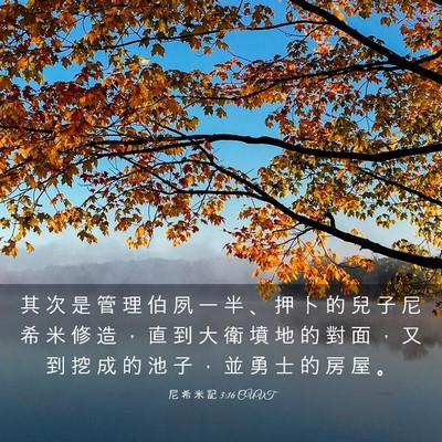 Picture 03 - 尼 希 米 記 3:16 CUVT - 其 次 是 管 理 伯 夙 一 半 、 押 卜 - Bible Verse Picture