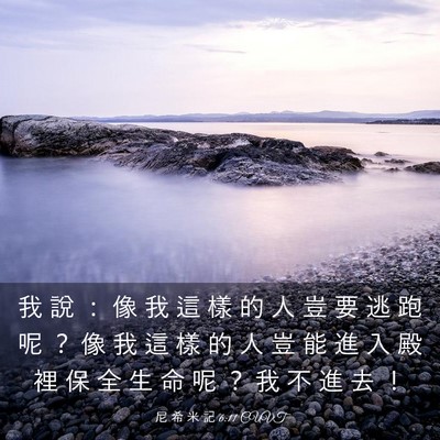Picture 03 - 尼 希 米 記 6:11 CUVT - 我 說 ： 像 我 這 樣 的 人 豈 要 逃 - Bible Verse Picture