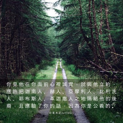Picture 03 - 尼 希 米 記 9:8 CUVT - 你 見 他 在 你 面 前 心 裡 誠 實 ， - Bible Verse Picture