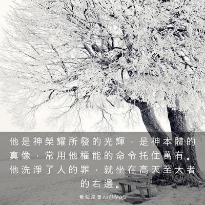 Picture 03 - 希 伯 來 書 1:3 CUVT - 他 是 神 榮 耀 所 發 的 光 輝 ， 是 - Bible Verse Picture
