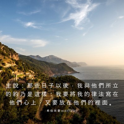 Picture 03 - 希 伯 來 書 10:16 CUVT - 主 說 ： 那 些 日 子 以 後 ， 我 與 - Bible Verse Picture