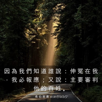 Picture 03 - 希 伯 來 書 10:30 CUVT - 因 為 我 們 知 道 誰 說 ： 伸 冤 在 - Bible Verse Picture