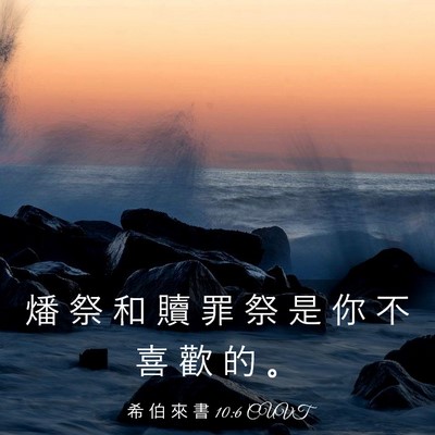 Picture 03 - 希 伯 來 書 10:6 CUVT - 燔 祭 和 贖 罪 祭 是 你 不 喜 歡 的 - Bible Verse Picture