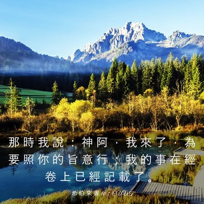 Picture 03 - 希 伯 來 書 10:7 CUVT - 那 時 我 說 ： 神 阿 ， 我 來 了 ， - Bible Verse Picture