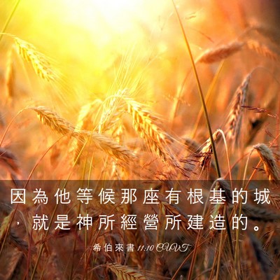 Picture 03 - 希 伯 來 書 11:10 CUVT - 因 為 他 等 候 那 座 有 根 基 的 城 - Bible Verse Picture