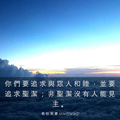 Picture 03 - 希 伯 來 書 12:14 CUVT - 你 們 要 追 求 與 眾 人 和 睦 ， 並 - Bible Verse Picture
