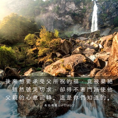 Picture 03 - 希 伯 來 書 12:17 CUVT - 後 來 想 要 承 受 父 所 祝 的 福 ， - Bible Verse Picture